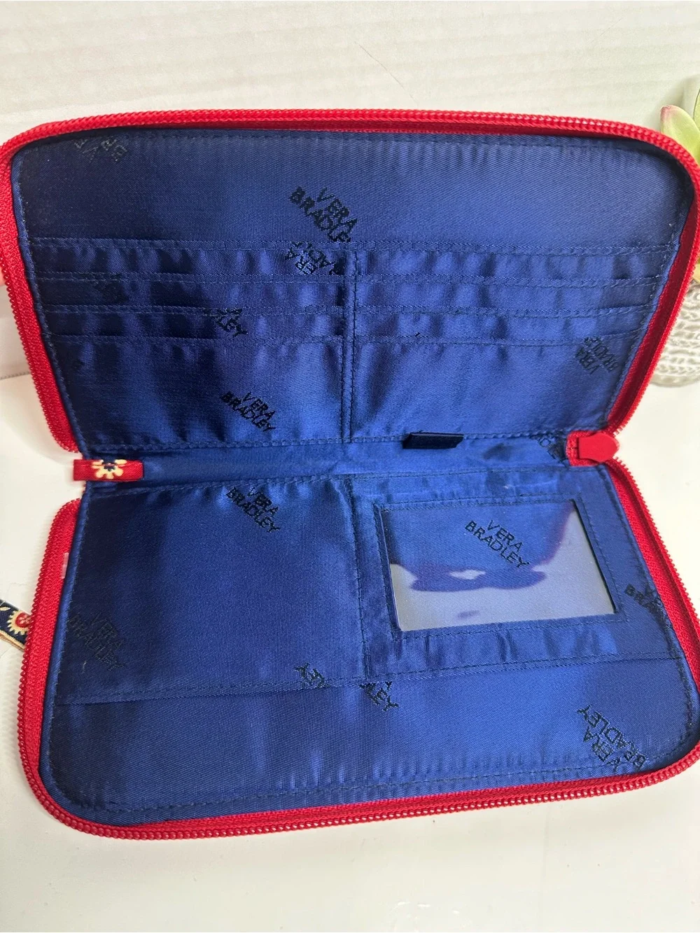 Vera Bradley Red Floral Quilted Zip Wallet